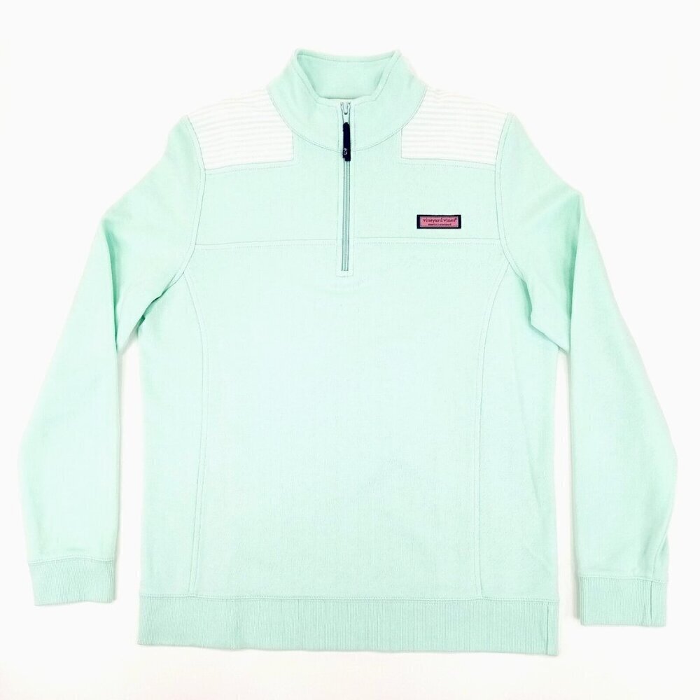 Vineyard Vines Green Whale Embroidered Shep Quarter Zip Sweatshirt 4182